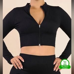 Black Ribbed Yoga Set